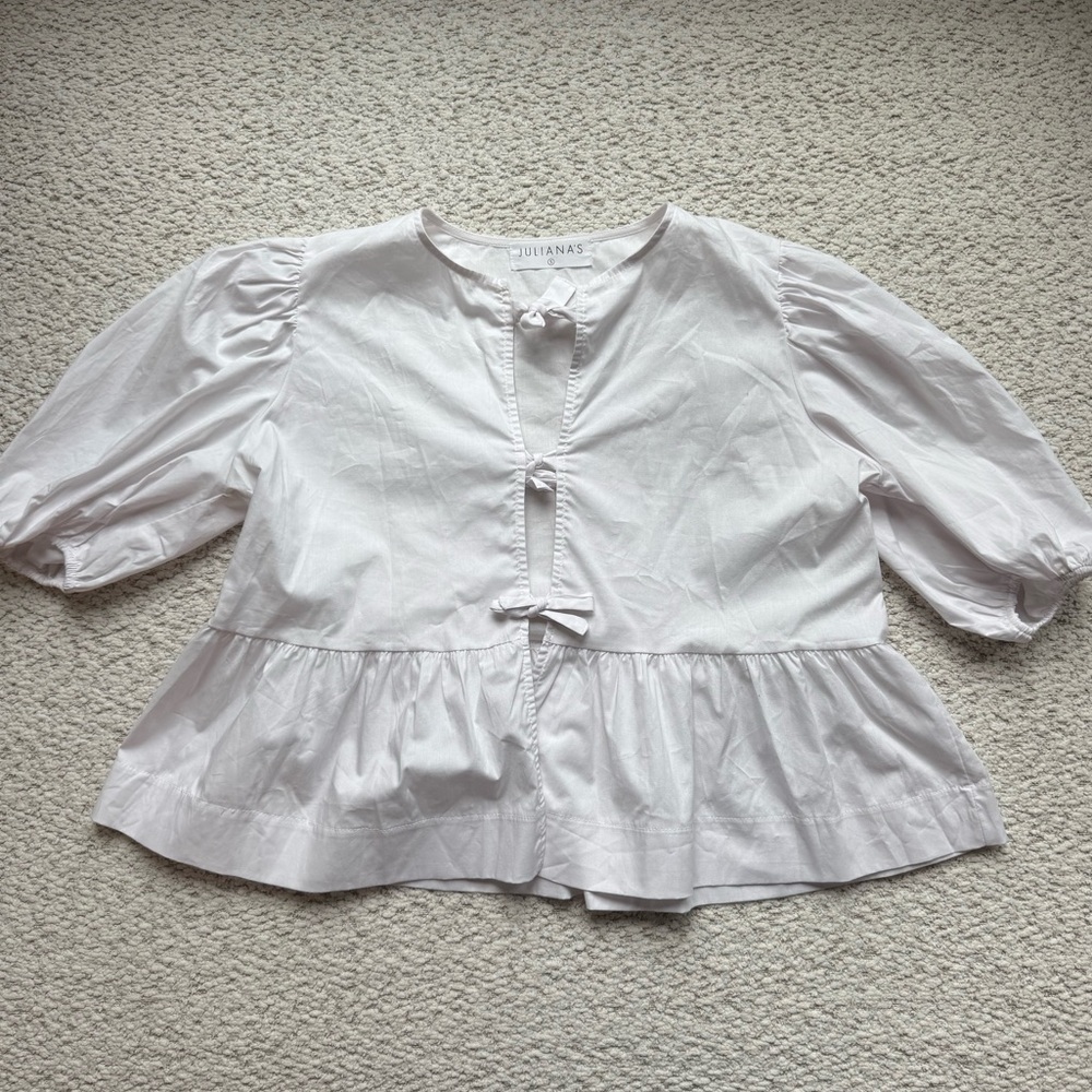 Bright White Cotton Poplin Peplum Blouse NBW
